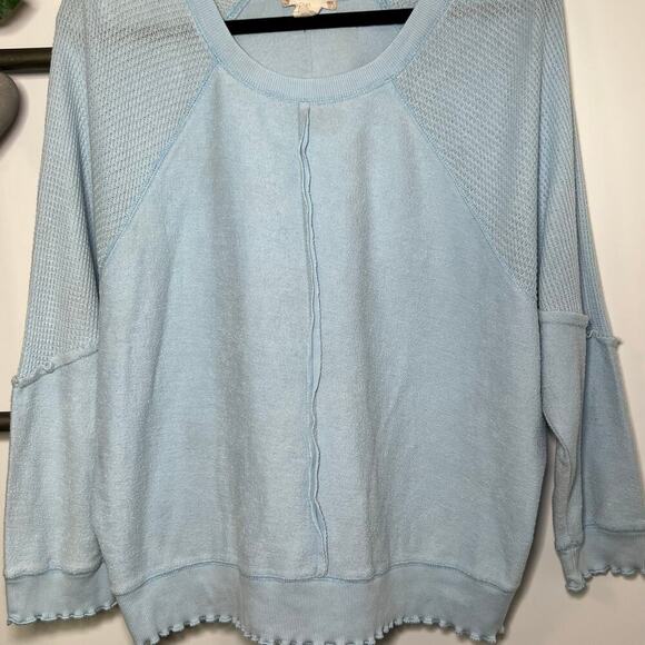 Altard State Long Sleeve Scoop Neck Light Blue Sweatshirt Oversized Size XS - Picture 3 of 6